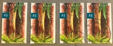 Australia 1534 / Lot of 4 1996-1999 $5 Mountain Ash Fern Stamps, Used
