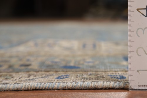 Over-Dyed Blue Handmade Vintage Geometric Tebriz Living Room Area Rug 8x11 - Picture 19 of 20