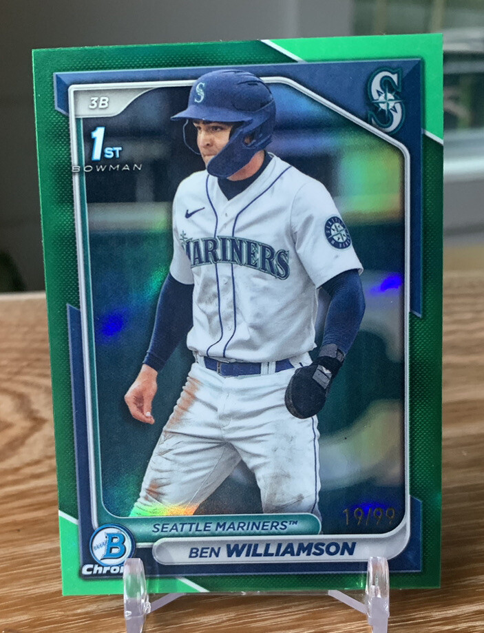 BEN WILLIAMSON 2024 Bowman Baseball 1st Chrome Green Refractor SP /99 MARINERS