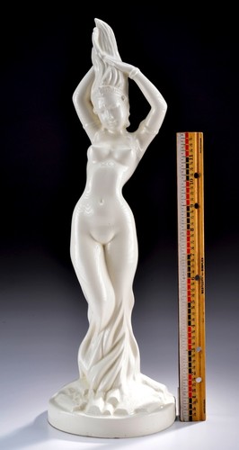 Vintage 17" Keramik Biskuit Feuertänzerin Frau Buddha Göttin Statue-MMM - Bild 11 von 11