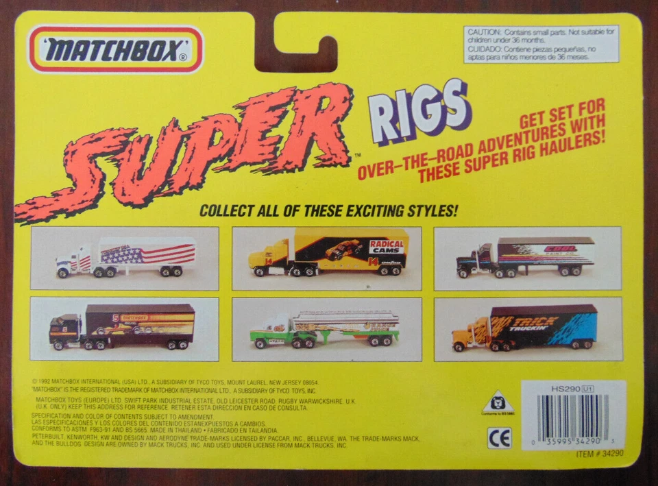 Camión Ford Aeromax Matchbox Super Rigs 1:97 y remolque de plataforma baja levas radicales en caja Foto 2 de 2