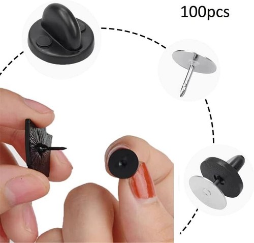 100 Pcs PVC Rubber Pin Backs Butterfly Clutch Backings Holder Tie Tacks Keepers, - Picture 6 of 7