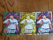 2022 Topps Fire Julio Urias Green Foil /199 + Gold Minted + Base Dodgers
