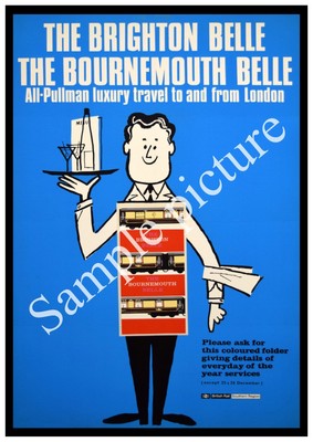 The Brighton Belle Vintage Railway Advertising Poster reproduction.
