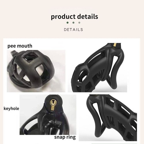 Kit Dispositivo Blocco Gabbia di Castità Maschile Cobra con Dispositivo Verginità 4 Anelli 5 Misure - Foto 3 di 11