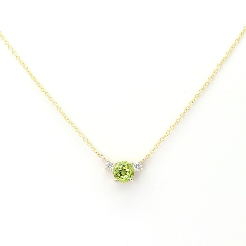 14k Peridot Diamond Necklace - Picture 1 of 8