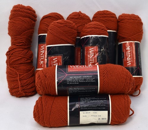 Vintage 9 Sears Brick Wintuk Yarn Skeins (8 Full Skeins + 1 partial)