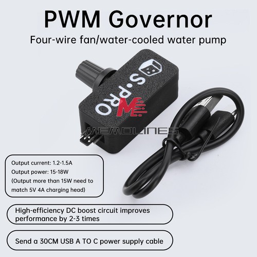 PWM Speed Controller 4-wire Fan Governor Type-C USB DIY Cooling DC-DC Boost 12V - 第 6/17 張圖片
