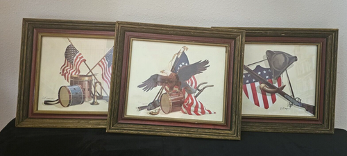Vintage Americana gerahmte Windsor Kunstdrucke "American Patriotics" - R A Maguire