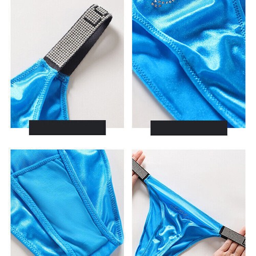 Satin Höschen String Bikinis G-String hoch geschnitten halber Po Tanga Slip sexy Damen - Bild 11 von 16