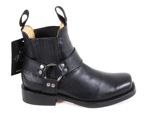 D Stiefeletten Bikerstiefel schwarz Chopper Cruiser Leder Boots Biker 39 - Bild 2 von 5