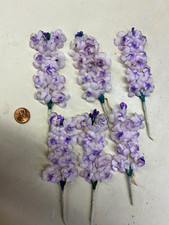Small Millinery White Variegated Purple Stems Of Flowers - Vintage