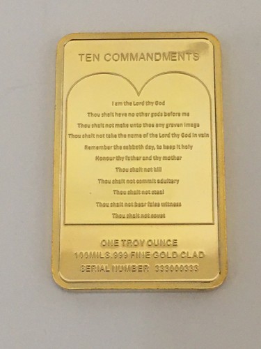 Jesus 10 Commandments Christian Fake Gold Bar Replica - Picture 3 of 30
