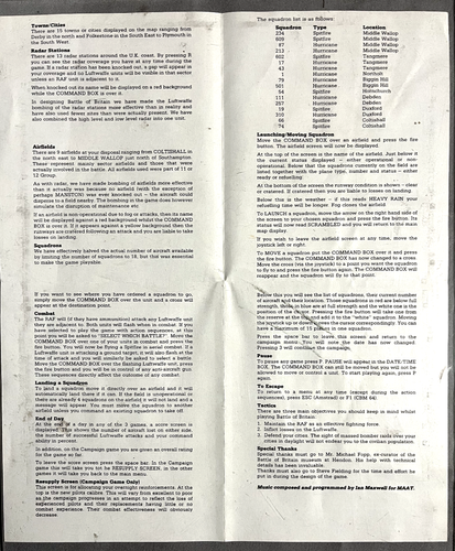 Battle of Britain Commodore 64/128 Game version w/manual 1985 used/tested PSS - Picture 4 of 4