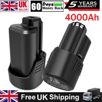 2X 4.0Ah Replace Li-Ion Battery For Bosch 10.8V/12V BAT411 BAT412 BAT414 GDR GSR