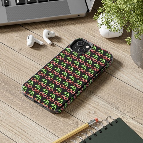 Funda de teléfono de protección resistente elegante con cerezas brillantes de neón para iPhones y Samsung - Imagen 35 de 108