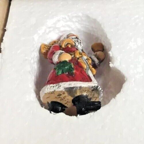 Vintage 3.5" Santa Claus Hanging Ornament w Bells in Original Box - Picture 2 of 9