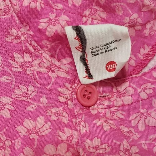 Hanna Andersson Girls Pink Floral Shorts Set One-piece Button Up Romper Size 4 - Picture 3 of 4