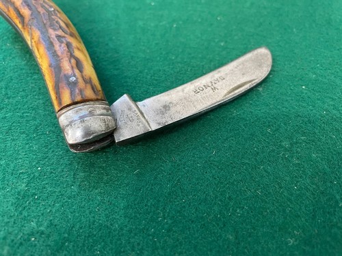 Antique W SAYNOR Ltd Sheffield Pruning Pocket Knife 1861-1890 Hawkbill Stag - Picture 10 of 10
