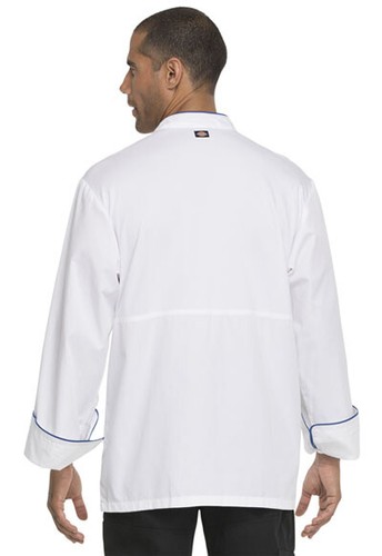 NWT DICKIES COOL BREEZE CHEF COAT UNISEX WHITE WITH ROYAL PIPING DC411 - Picture 3 of 4