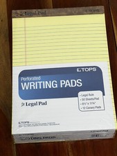 TOPS Legal Rule Writing Pads, 8-1/2" x 11-3/4", Yellow. 50 Sheets, 12 Pack