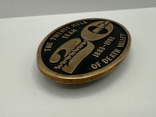 ANACORTES BRASS WORKS THE 20 TWENTY MULE TEAM OF DEATH VALLEY 1883-1983 BUCKLE - Picture 2 of 7