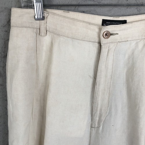 The J. Peterman Company Linen Pants Womens 12 Tan Wide Leg Boho Beach Neutral - Picture 11 of 20