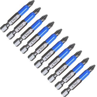 10pcs Magnetic Antislip Drill Bit 2 Inch Ph1 Phillips Screwdriver Bits Set 1/4'' 