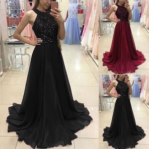 Women-039-s-Glitter-Sleeveless-Halter-Evening-Party-Ball-Gown-Prom-Long-Dress-US