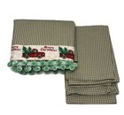 3-Piece Christmas Kitchen Window Tier Curtains & Valance Ribbon Pom Pom USA Made