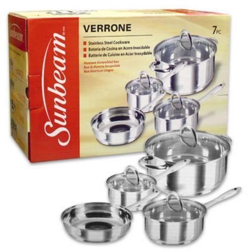 Sunbeam Verrone Collection 7 pc Cookware Set, Stainless Steel Sunbeam Verrone Collection 7 pc Cookware Set, Stainless Steel