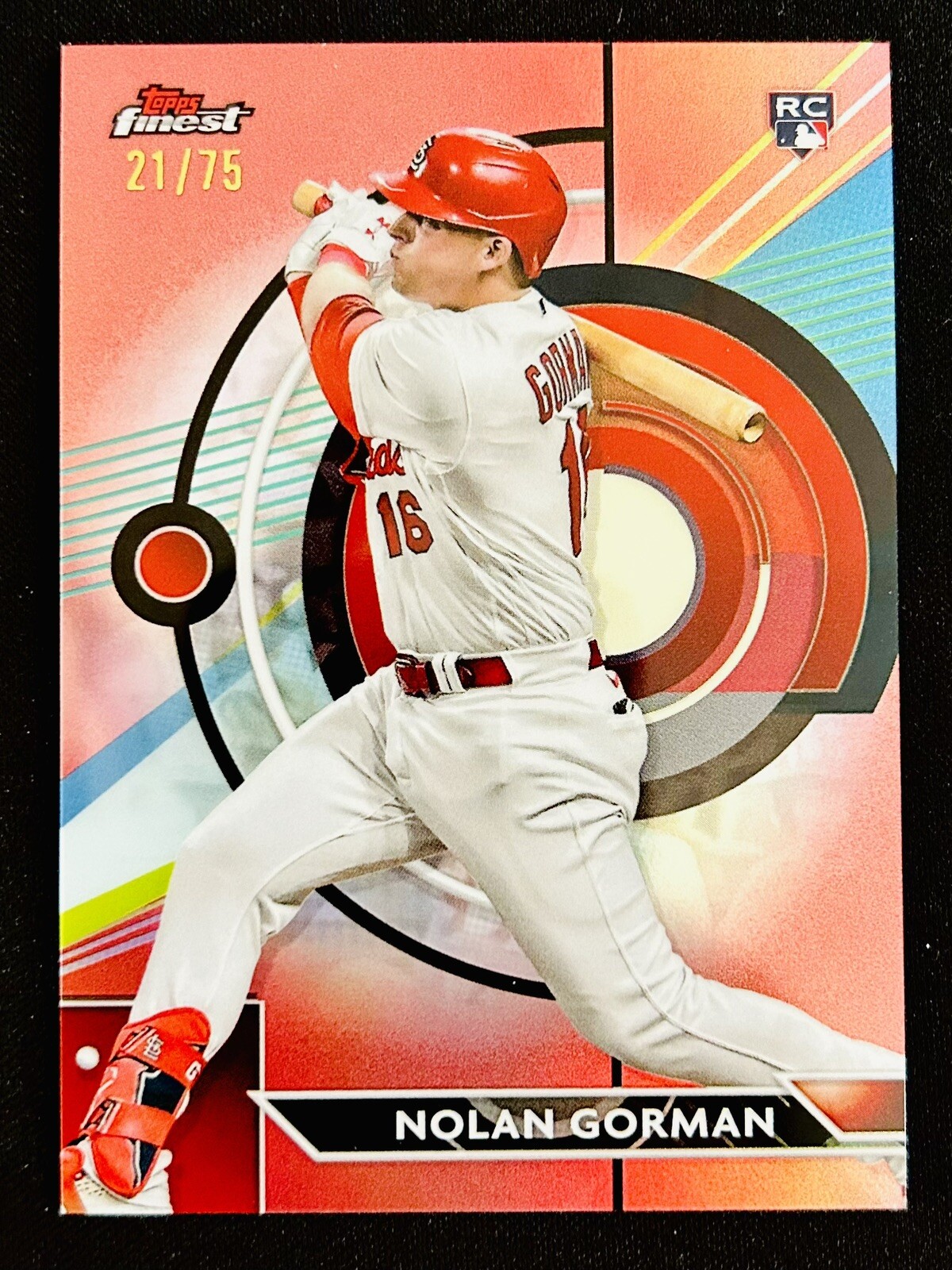 2023 Topps Finest - Rose Gold Refractor #92 Nolan Gorman /75 (RC)