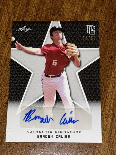 BRADEN CALISE 2020 Leaf Perfect Game BLACK AUTO #33/50 UCF KNIGHTS, LOUISVILLE - Picture 1 of 2