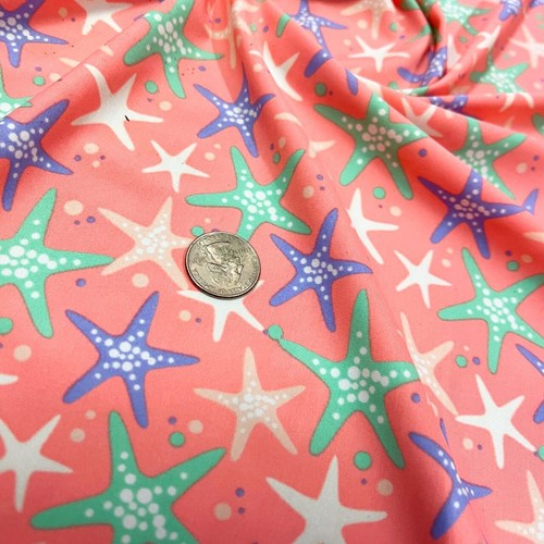 Spandex Fabric 4-Way Stretch Summer Starfish Print 60" wide Swimsuit By the Yard - Picture 4 of 6