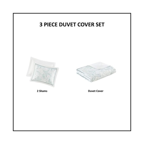 Funda nórdica Harbor House 100 % algodón, conchas costeras bordadas, estrellas de mar... - Imagen 6 de 12