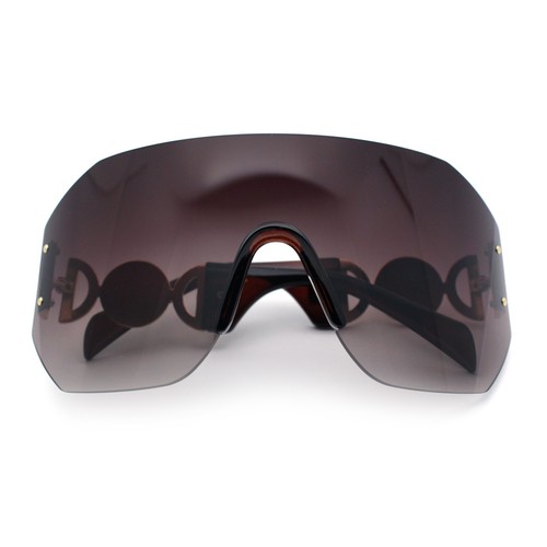 Womens Oversized Rectangle Rimless Shield Designer Jewel Hinge Diva Sunglasses - Picture 4 of 39