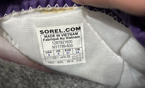 Sorel Girl Yourh lila pink isoliert Egelverschluss Winter Schnee Stiefel Größe 5 - Bild 11 von 11