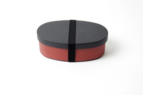 Yamanakanuri mage Wappa lunch box plastic Bento Box Red Oval Made in Japan 500ml - Picture 7 of 12