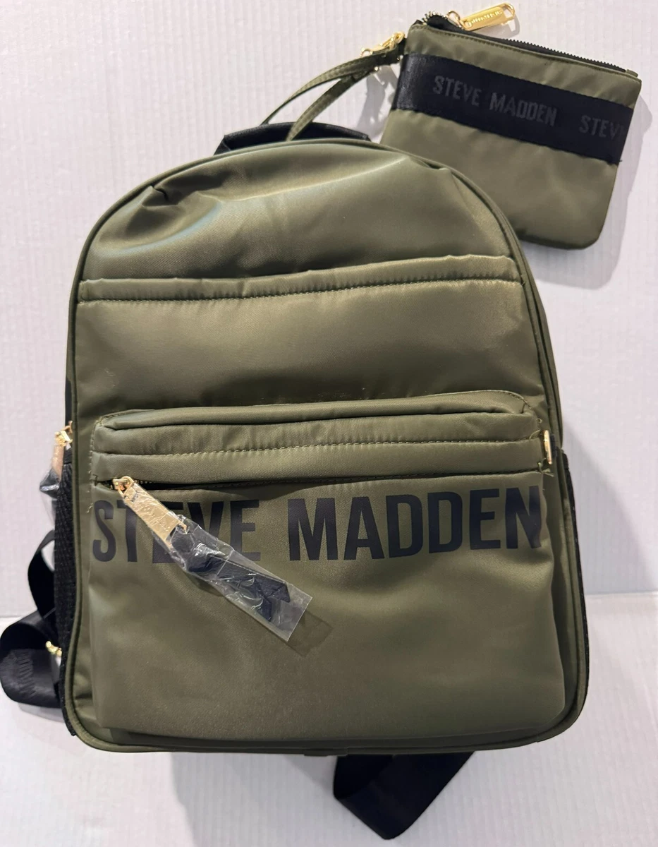 Steve Madden Backpack Olive Green Black Wristlet Bag Adjustable Strap Steve Madden | Bags | Steve Madden Olive Green Gold Zippers  main image 2