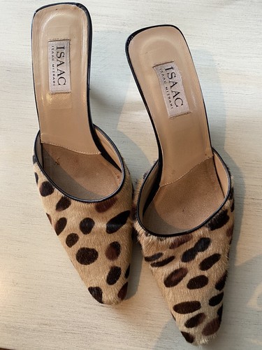 Isaac Mizrahi Pony Hair Leopard Mules Size 8