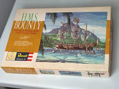 Revell H.M.S Mutiny on the Bounty Model Kit USED painted 1961 MGM Movie box RARE
