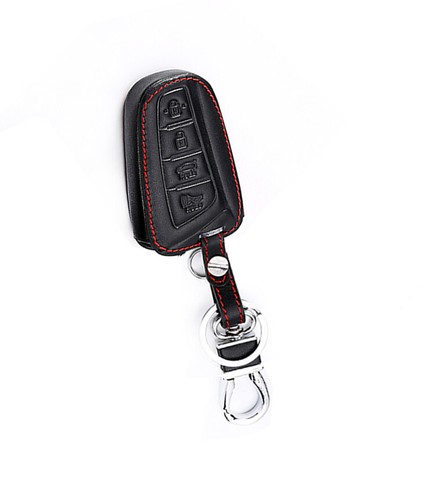 Fit Hyundai Santa Fe ix45 Remote Key Fob Bag Holder Leather Cover Case 4 Button - Foto 6 di 8