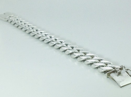 Bracciale Pesante In Argento Sterlingo 925 Cubano Curb Link Da 15mm 99g - Foto 4 di 9