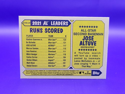 2022 Topps #87AS-20 Jose Altuve, Astros - 1987 Topps 35th Anniversary All-Star - Picture 2 of 2