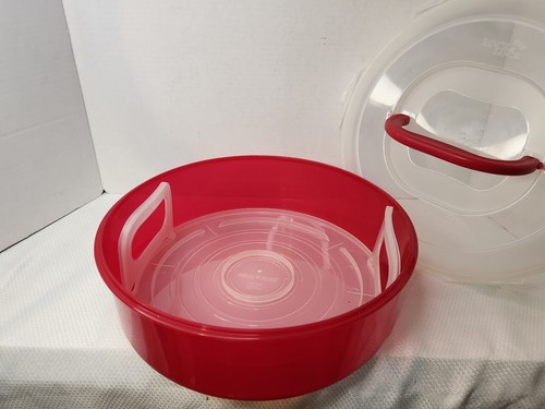 LOCK & LOCK 5.8Qt/23Cup Red Plastic PIE CARRIER Bowl w Lift out Tray & Snap on L - Picture 5 of 13
