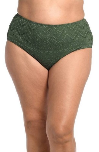 NWT La Blanca Sz 12 Womens High Waist Swimsuit Bottom Olive Saltwater Sands (03) - Picture 2 of 5