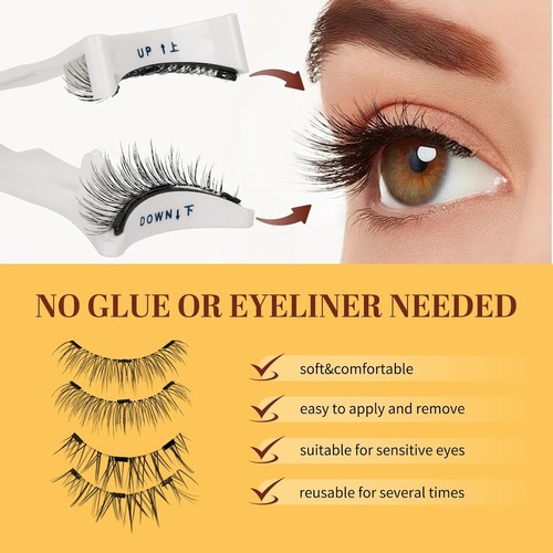 Reusable Magnetic Eyelashes with Applicator No Glue Needed Natural Lashes Kit US - Picture 3 of 16