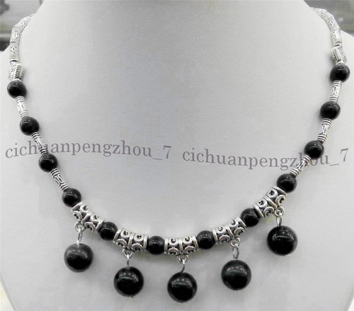 WHOLESALE LOVELY NATURAL ROUND GEMS BEADS PENDANTS TIBET SILVER NECKLACE 18 INCH - Picture 35 of 49
