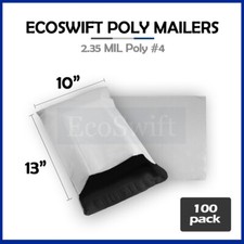 100 10x13 ECOSWIFT WHITE POLY MAILERS SHIPPING ENVELOPES BAGS 2.35 MIL 10 x 13