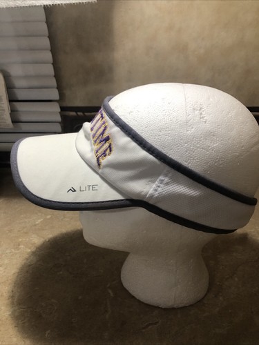 White ShowTime Visor Embordered Adjustable Strapback By Pacific Headwear - Picture 2 of 6